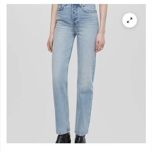 Re/Done 70s stove pipe jeans in ripped tide.